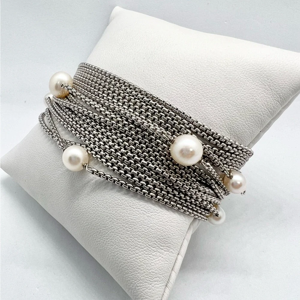 David Yurman Sixteen-Row Chain Bracelet with Pearls - Picture 4 of 13